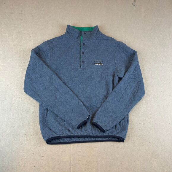 Vintage Patagonia Mens Sz S Logo Quilted Sweatshirt Snap Blue - Picture 1 of 12